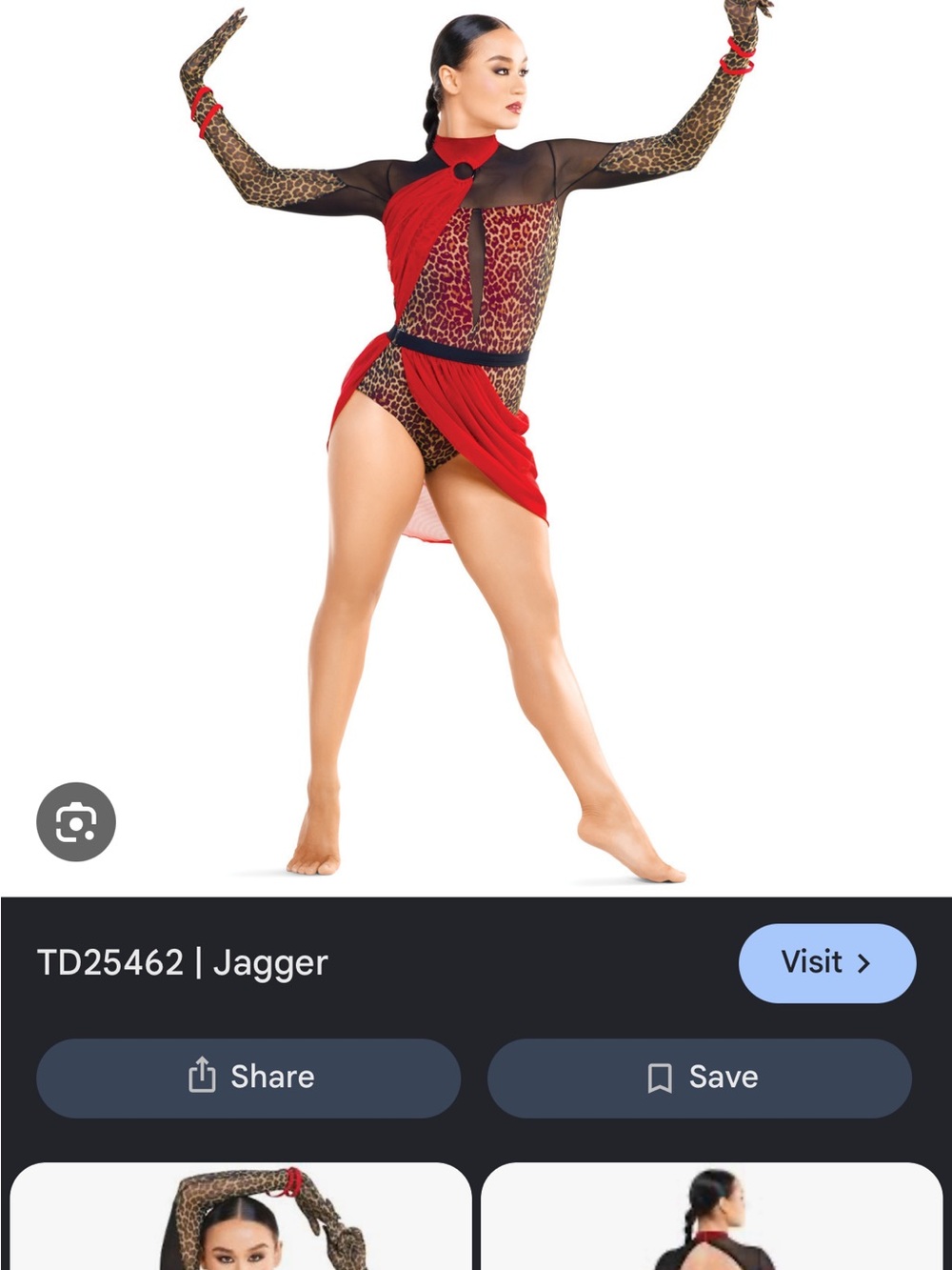 Tenth House revolution 2 die 4 Red & Leopard Dance Costume size PA- rhinestoned